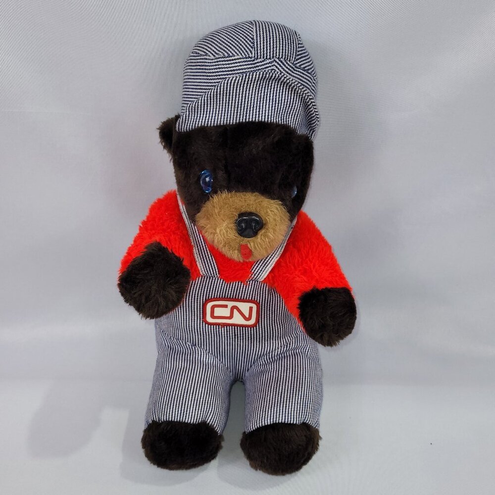 CN Rail Train Railway Engineer Vintage 16" Plush Toy Bear